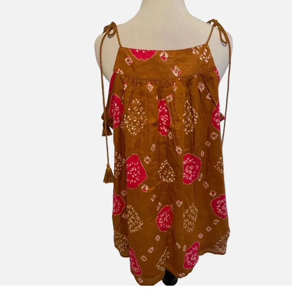 Nicole Miller Bohemian Artelier Flowy Tank Top with Tassles Women's - Picture 2 of 4